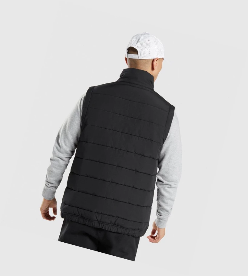 Gymshark Crest Puffer Vest Klær Herre Svarte | PLDZTB263