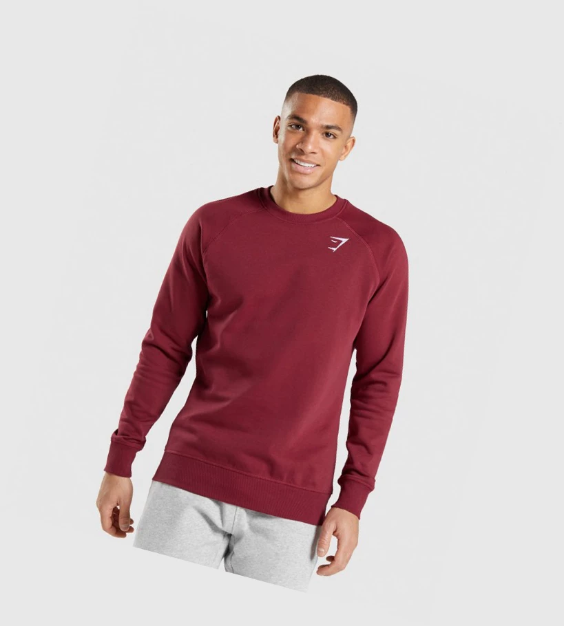 Gymshark Crest Sweatshirt Klær Herre Burgunder Rød | LIMZQS640