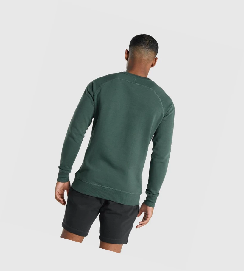 Gymshark Crest Sweatshirt Klær Herre Mørke Grønn | KIOUVB319