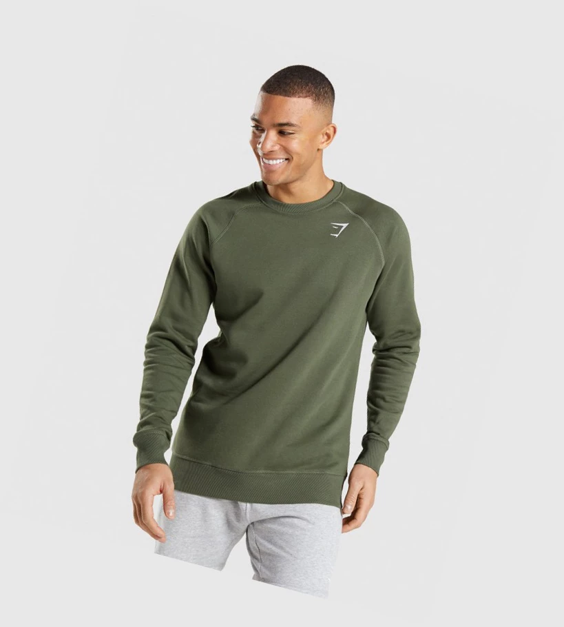 Gymshark Crest Sweatshirt Klær Herre Olivengrønne | ZCTMKQ631