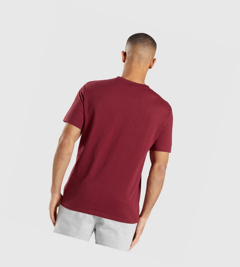 Gymshark Crest T-skjorte Herre Burgunder Rød | DTKLBU507