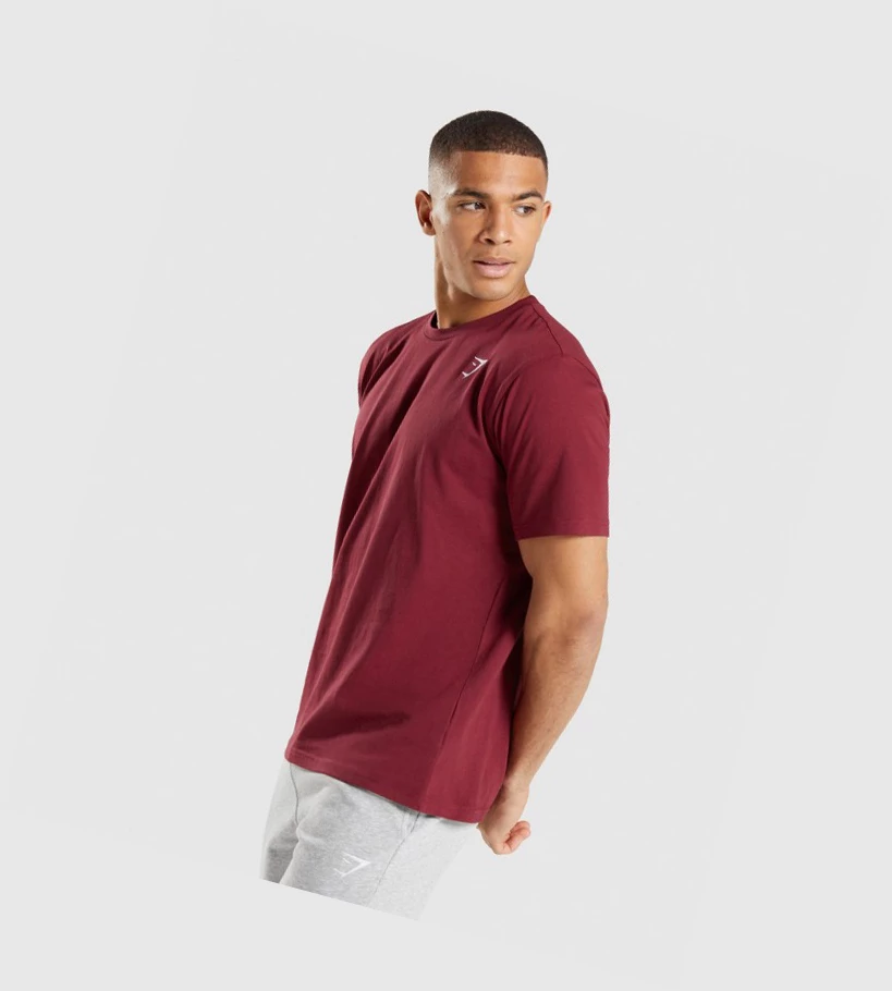 Gymshark Crest T-skjorte Herre Burgunder Rød | DTKLBU507