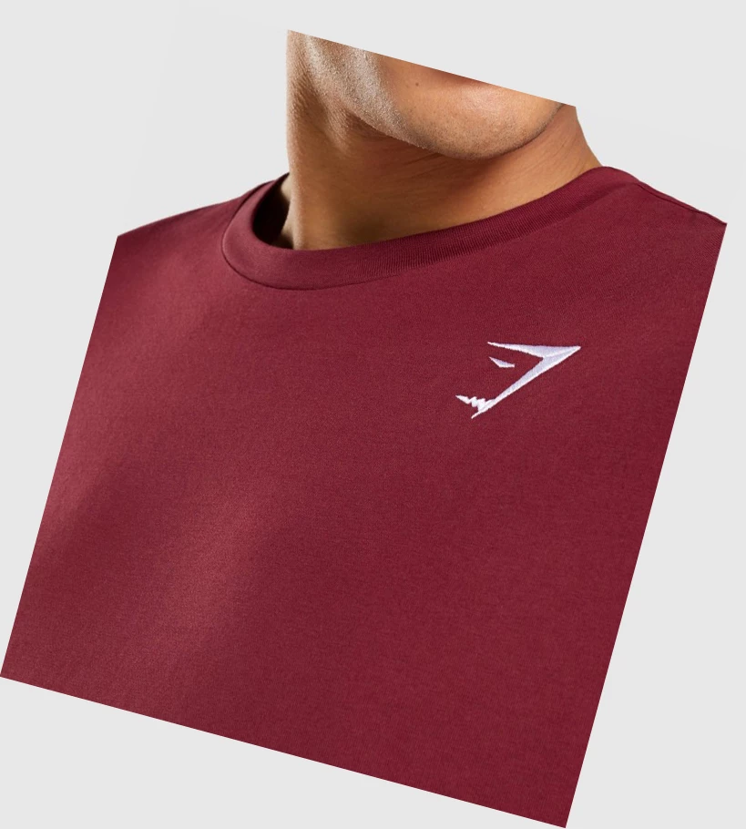 Gymshark Crest T-skjorte Herre Burgunder Rød | DTKLBU507