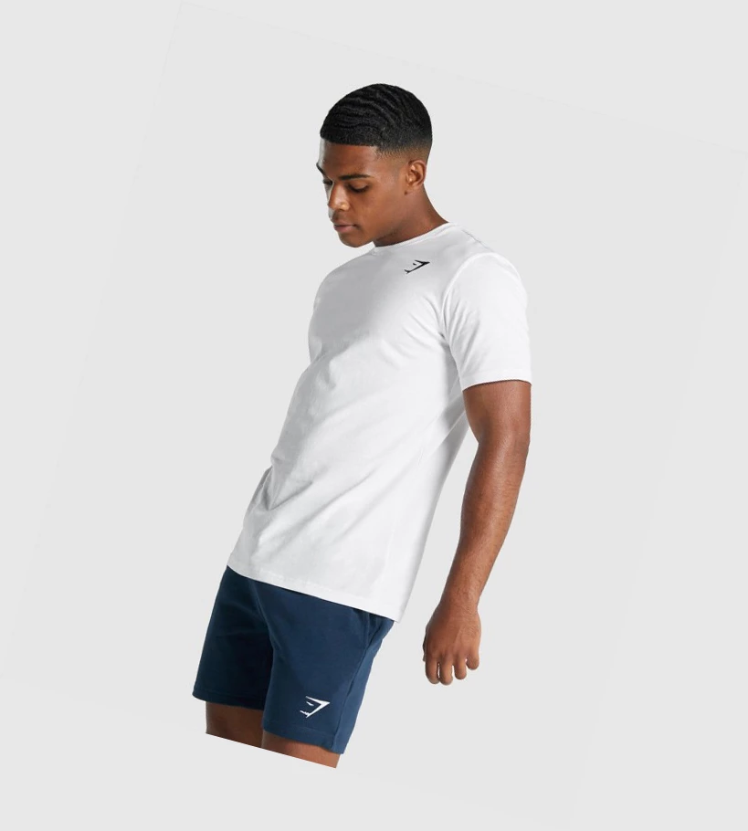 Gymshark Crest T-skjorte Herre Hvite | ORFLUV237