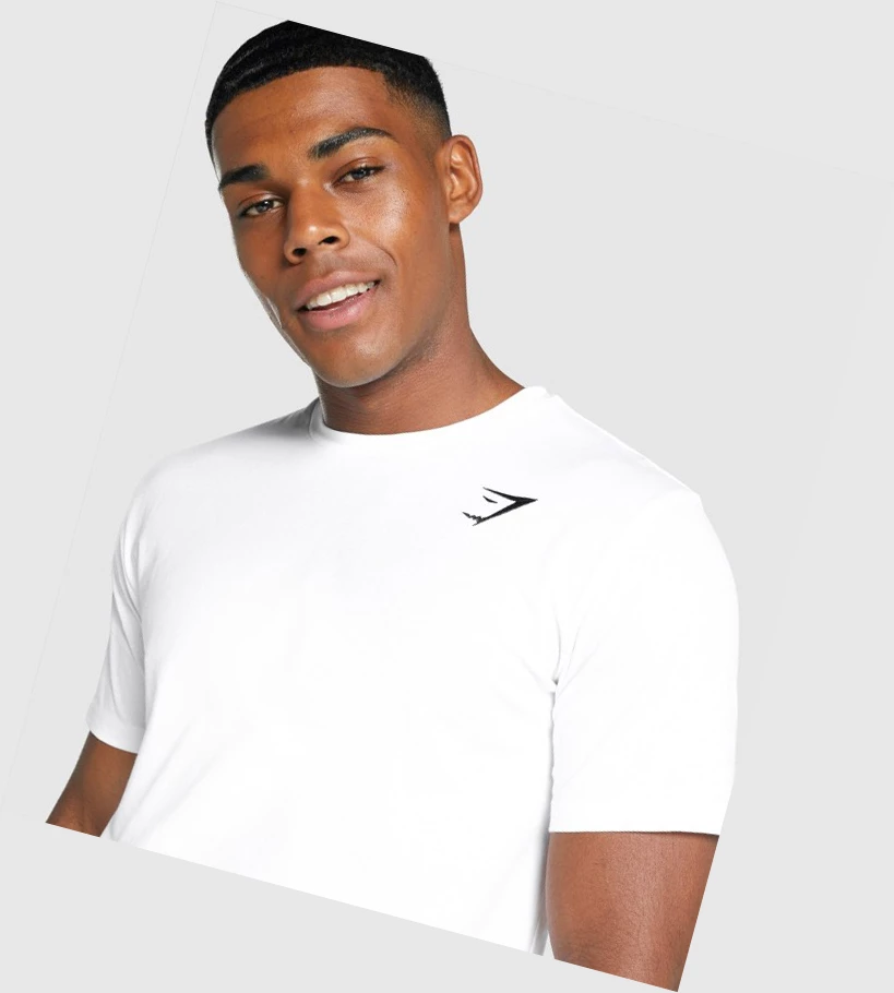 Gymshark Crest T-skjorte Herre Hvite | ORFLUV237