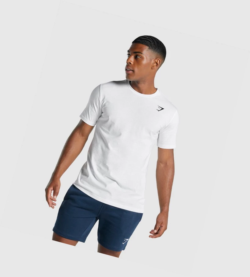 Gymshark Crest T-skjorte Herre Hvite | ORFLUV237