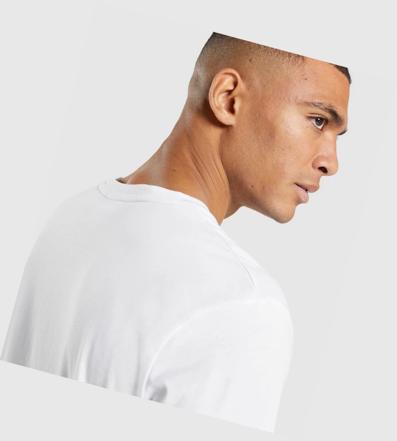 Gymshark Crest T-skjorte Herre Hvite | WQIXEU294