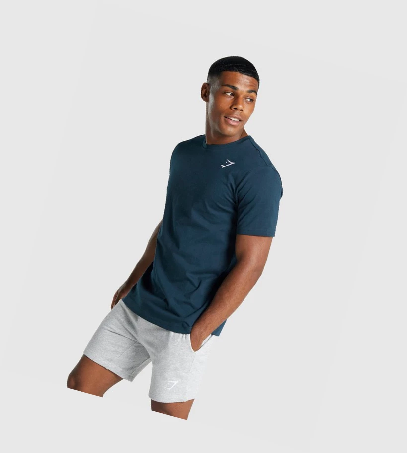 Gymshark Crest T-skjorte Herre Marineblå | KLBWDI908