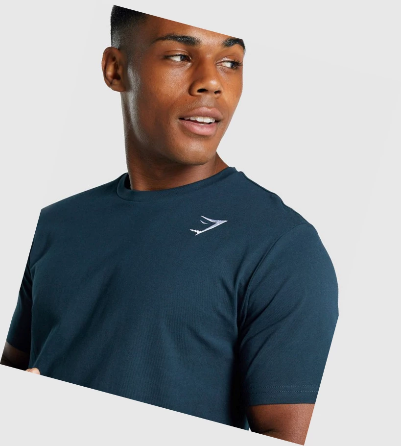 Gymshark Crest T-skjorte Herre Marineblå | KLBWDI908