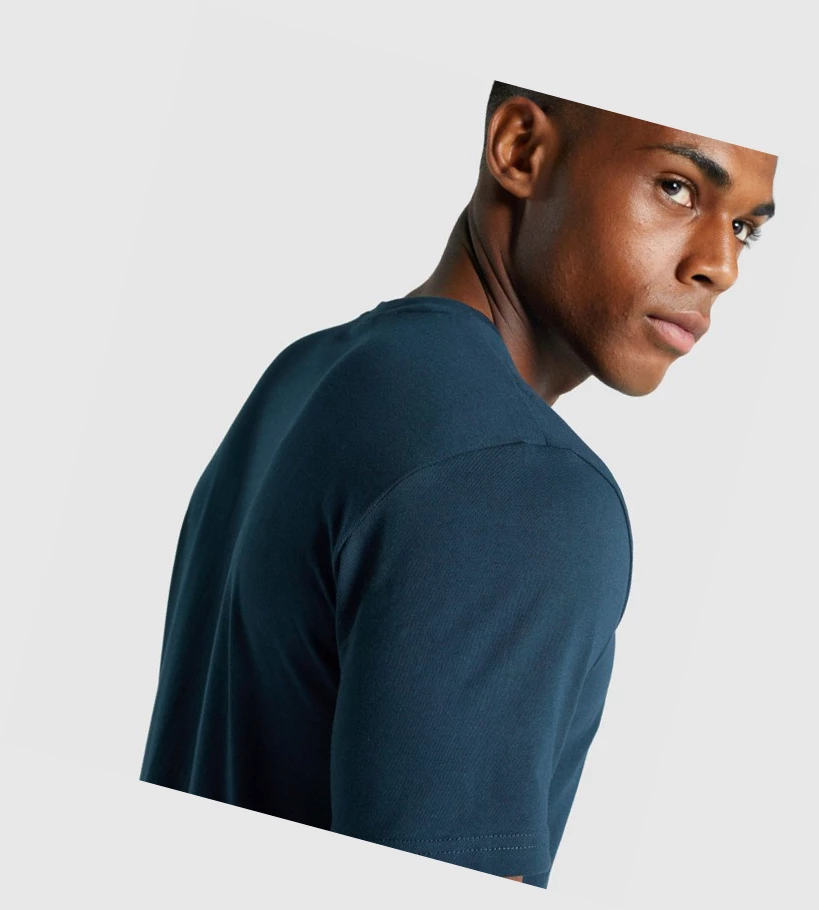 Gymshark Crest T-skjorte Herre Marineblå | KLBWDI908