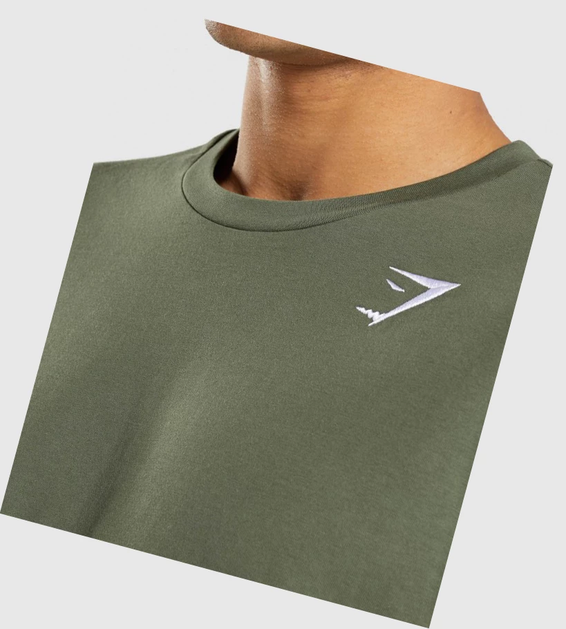 Gymshark Crest T-skjorte Herre Olivengrønne | CKSYXN917