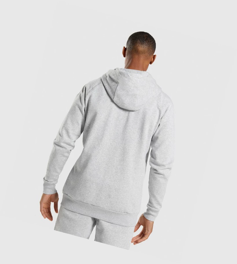 Gymshark Crest Zip Up Klær Herre Lyse Grå | KLRJUM958