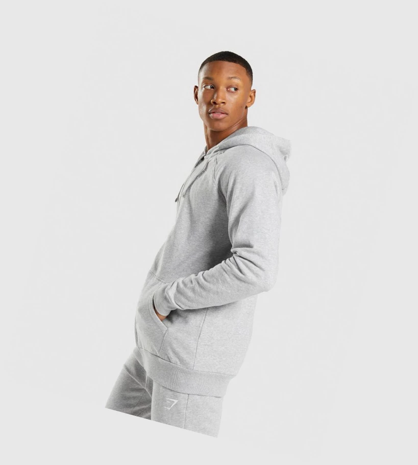 Gymshark Crest Zip Up Klær Herre Lyse Grå | KLRJUM958