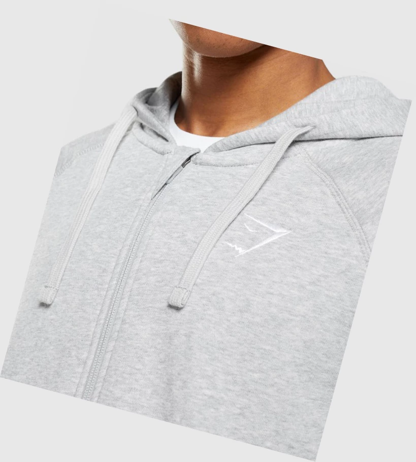 Gymshark Crest Zip Up Klær Herre Lyse Grå | KLRJUM958