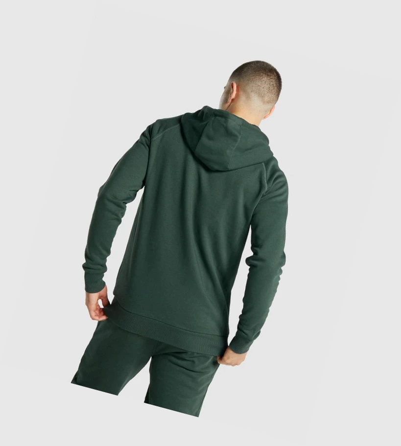 Gymshark Crest Zip Up Klær Herre Mørke Grønn | PQFGXE962