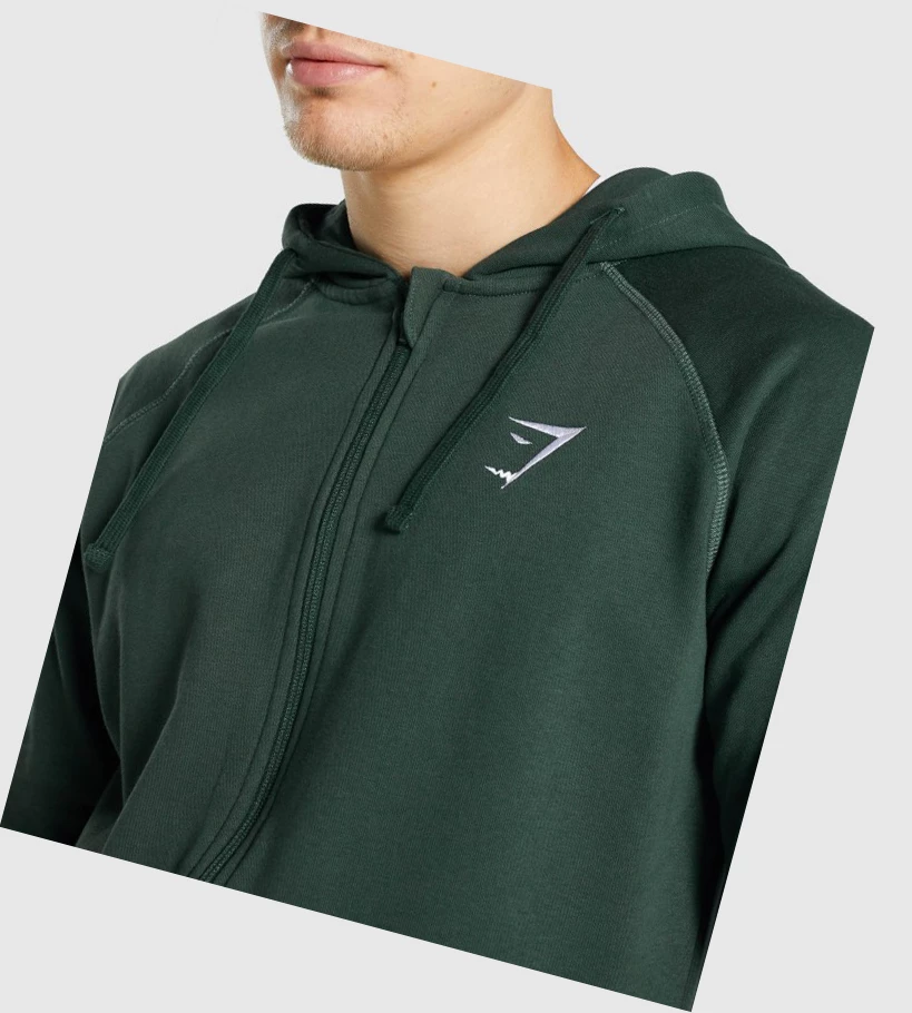 Gymshark Crest Zip Up Klær Herre Mørke Grønn | PQFGXE962