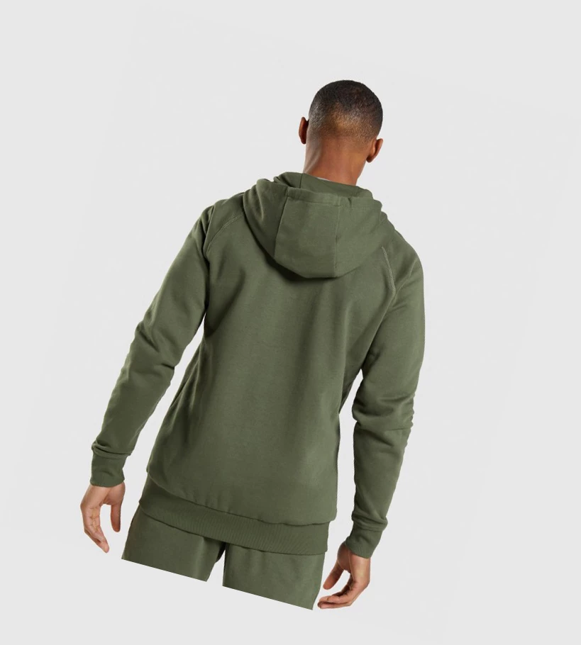 Gymshark Crest Zip Up Klær Herre Olivengrønne | ESCMJY054