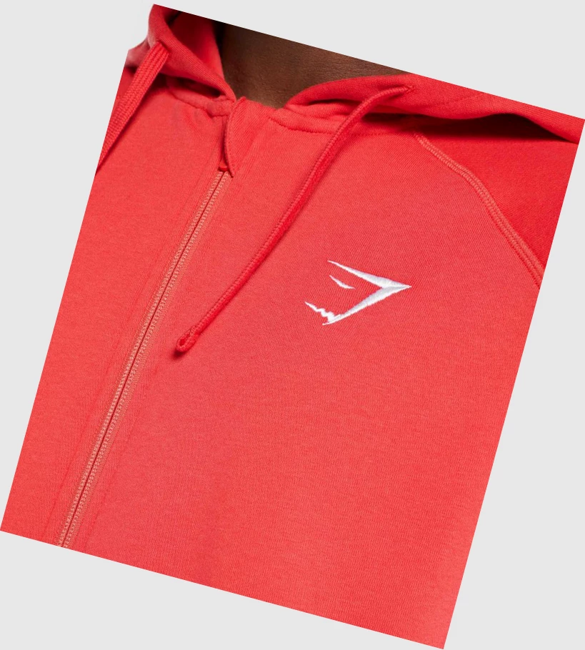 Gymshark Crest Zip Up Klær Herre Rød | JLTZXE497