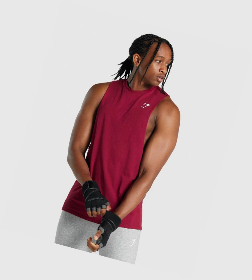 Gymshark Critical 2.0 Drop Arm Singlet Herre Burgunder | AHNQKS957