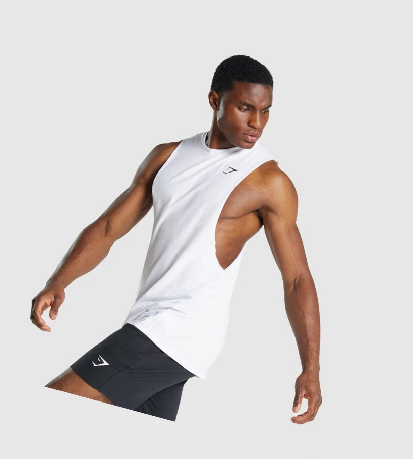 Gymshark Critical 2.0 Drop Arm Singlet Herre Hvite | VBCOQK563