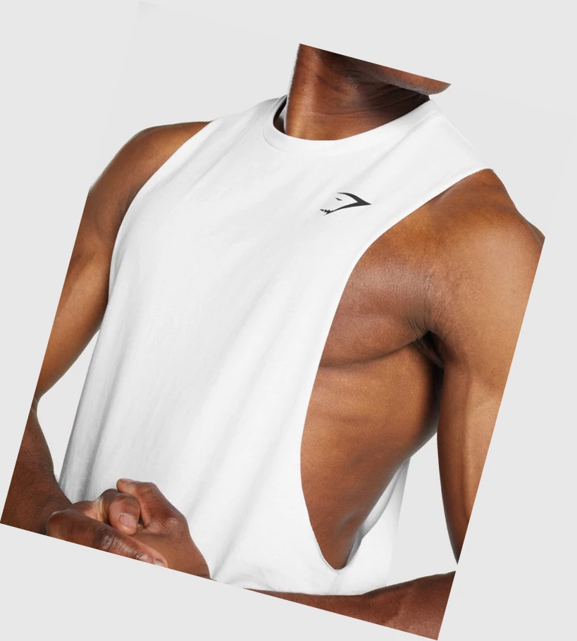 Gymshark Critical 2.0 Drop Arm Singlet Herre Hvite | VBCOQK563