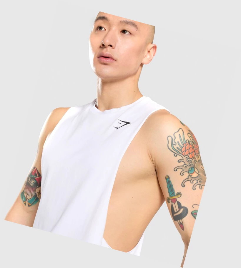 Gymshark Critical Drop Arm Singlet Herre Hvite | LOJRFS347