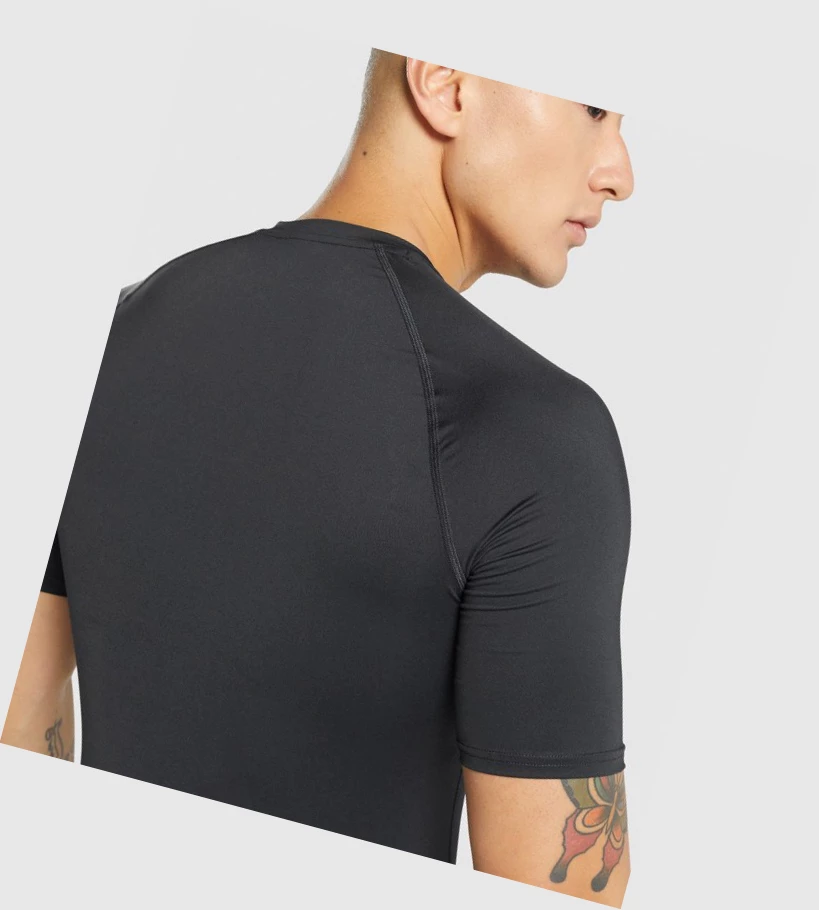 Gymshark Element Baselayer T-skjorte Herre Svarte | DRKCQZ506