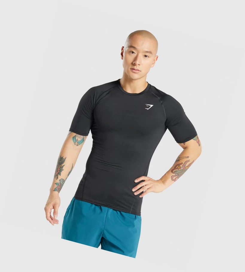 Gymshark Element Baselayer T-skjorte Herre Svarte | DRKCQZ506