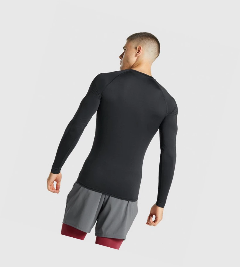 Gymshark Element Baselayer T-skjorte Herre Svarte | EMFLRX647