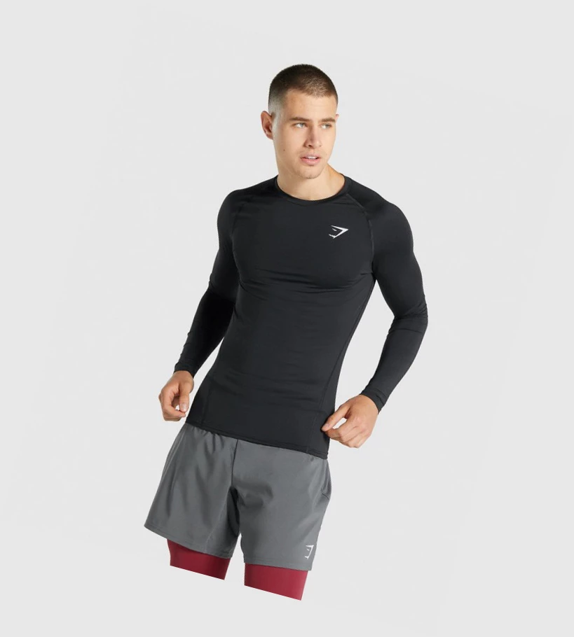 Gymshark Element Baselayer T-skjorte Herre Svarte | EMFLRX647