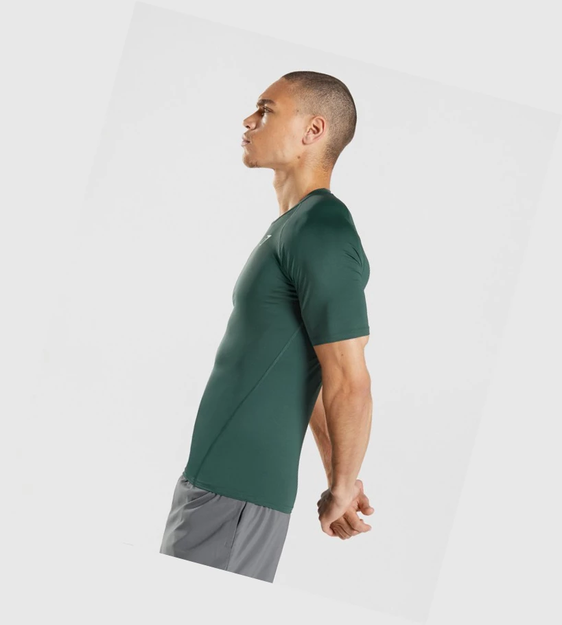 Gymshark Element Baselayer T-skjorte Herre Mørke Grønn | GHNUTZ713