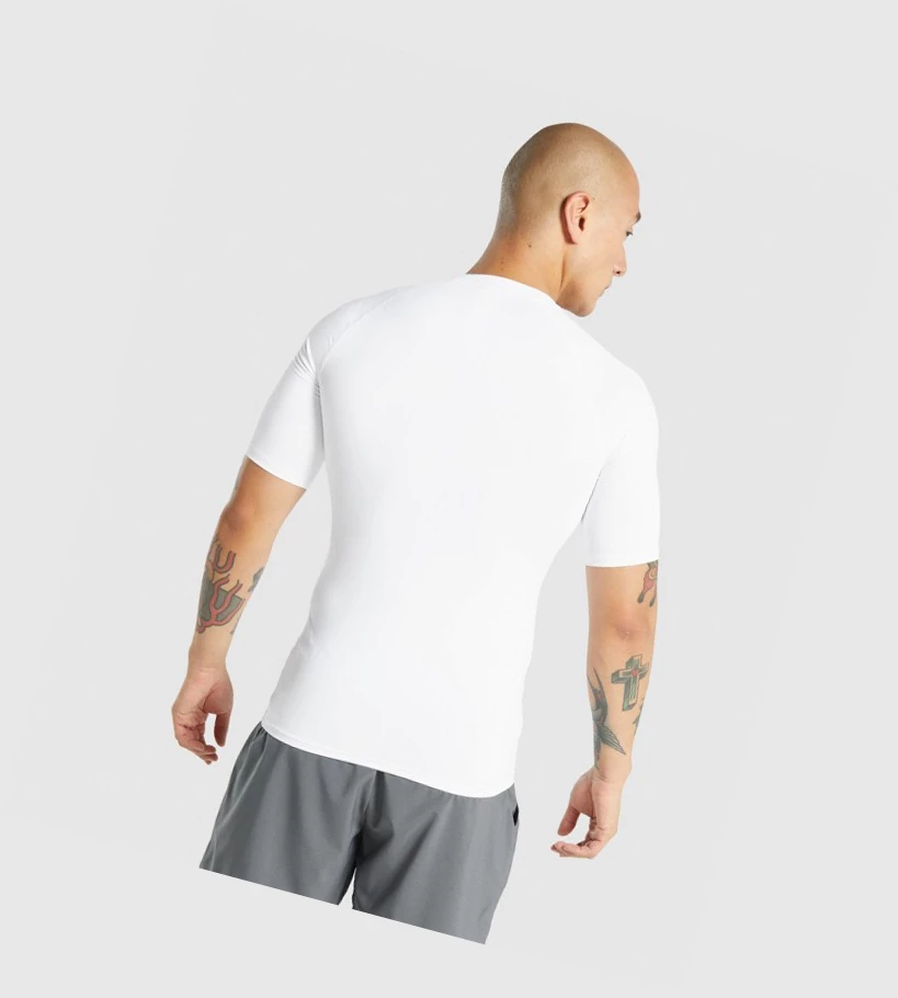 Gymshark Element Baselayer T-skjorte Herre Hvite | MJEXFH597