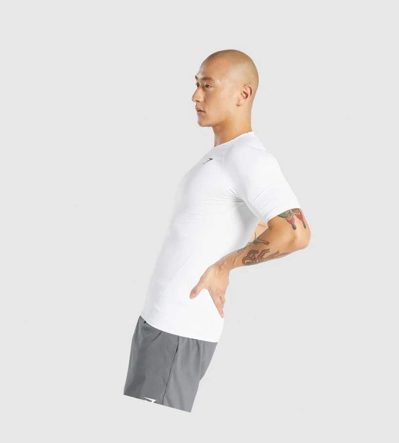 Gymshark Element Baselayer T-skjorte Herre Hvite | MJEXFH597