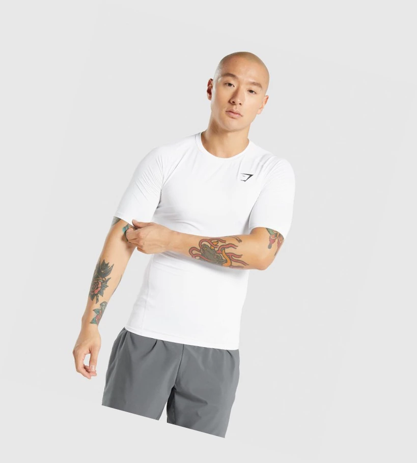 Gymshark Element Baselayer T-skjorte Herre Hvite | MJEXFH597