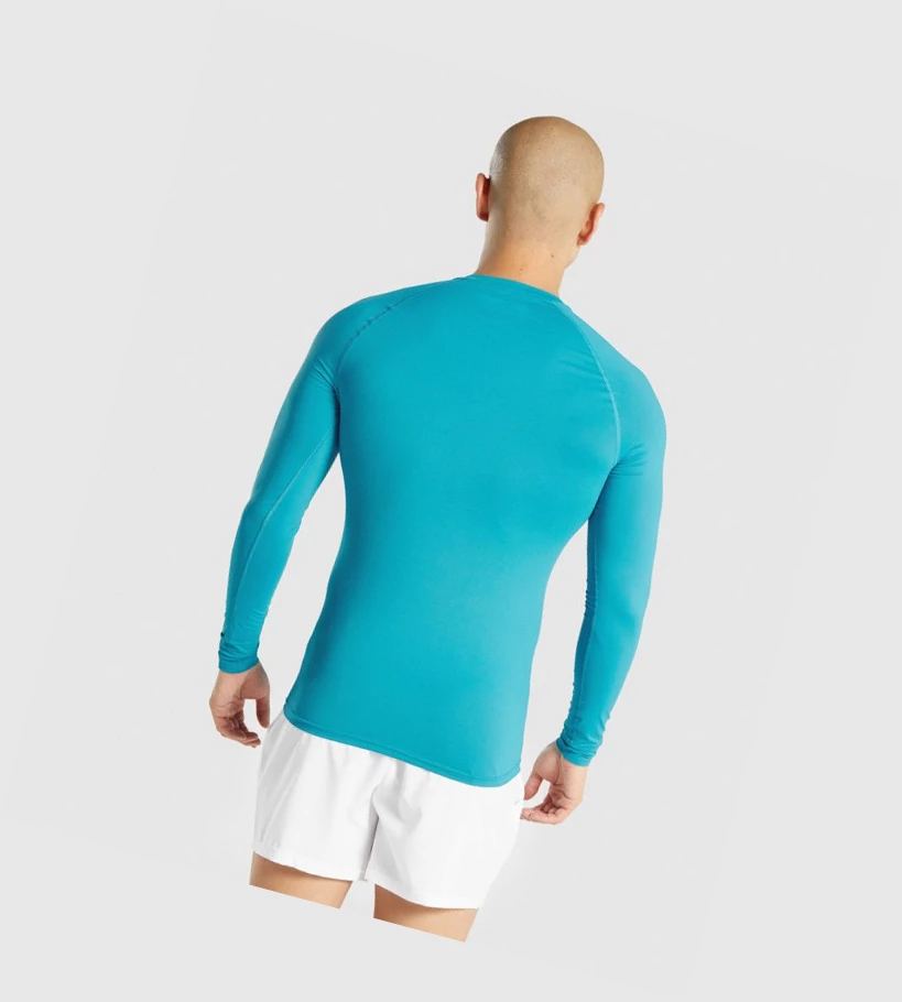 Gymshark Element Baselayer T-skjorte Herre Blå | MZNFOS319