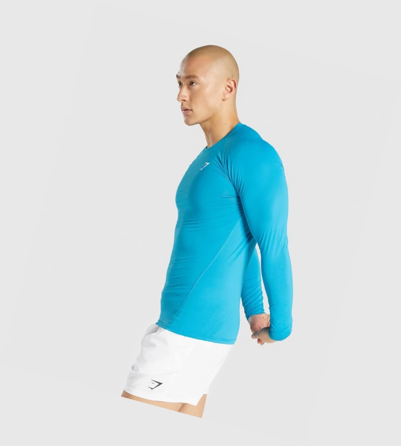 Gymshark Element Baselayer T-skjorte Herre Blå | MZNFOS319