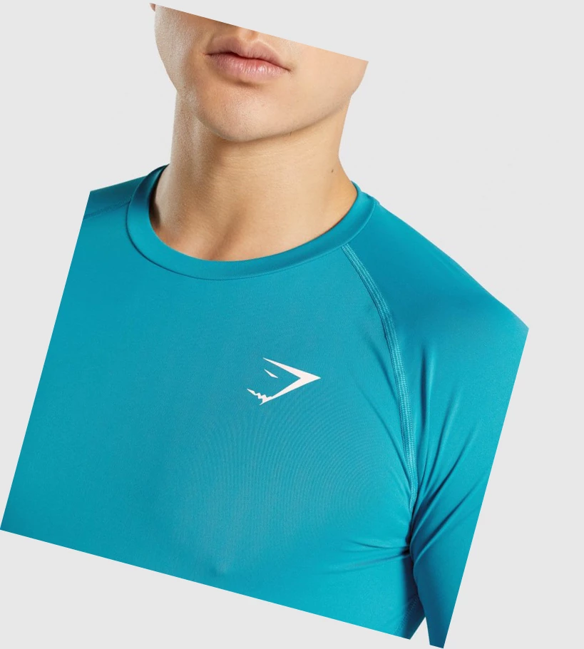 Gymshark Element Baselayer T-skjorte Herre Blå | MZNFOS319