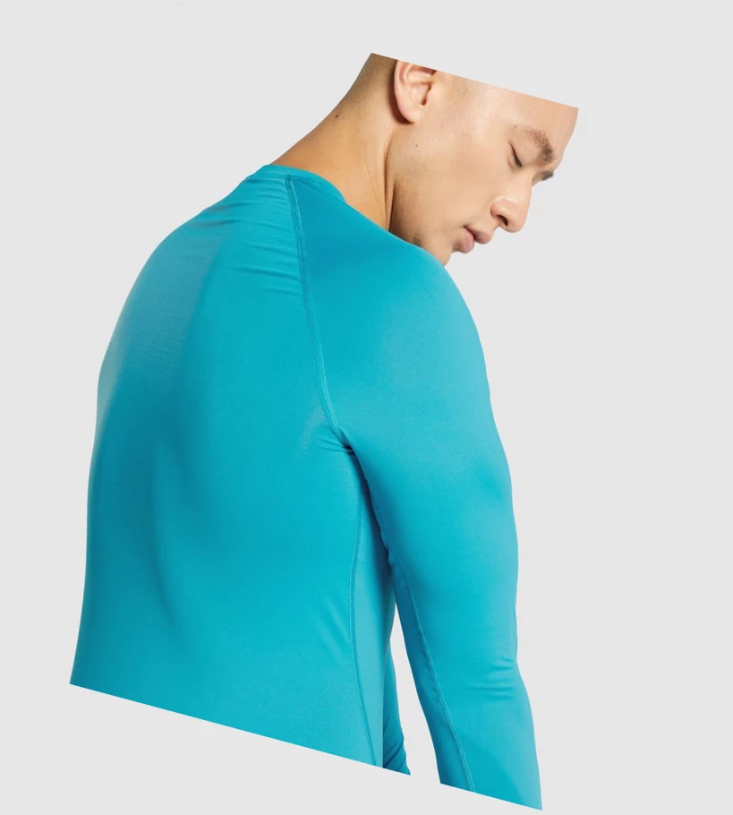 Gymshark Element Baselayer T-skjorte Herre Blå | MZNFOS319