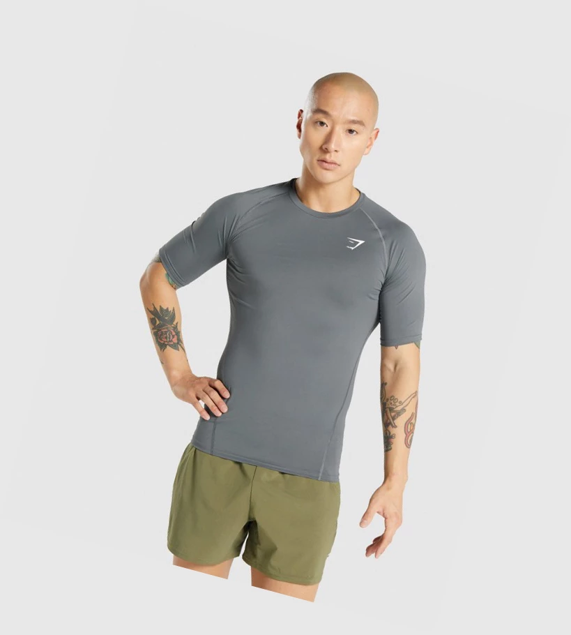 Gymshark Element Baselayer T-skjorte Herre Grå | QRESKU640