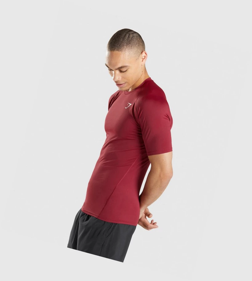 Gymshark Element Baselayer T-skjorte Herre Burgunder | RFGEWY297