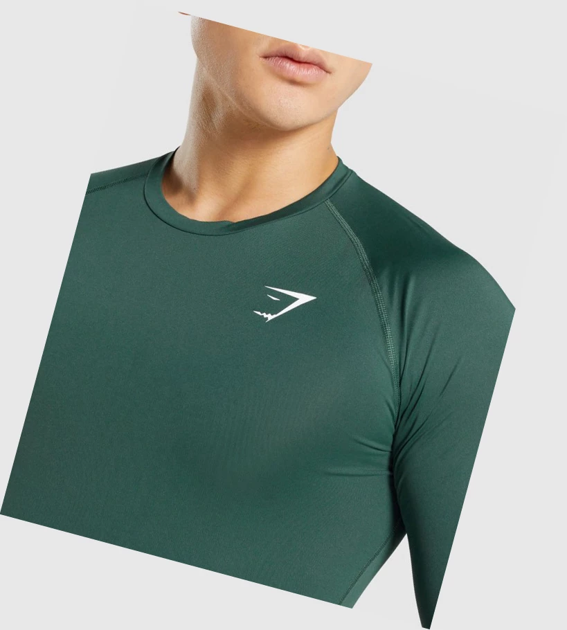 Gymshark Element Baselayer T-skjorte Herre Mørke Grønn | ZBKNXR923