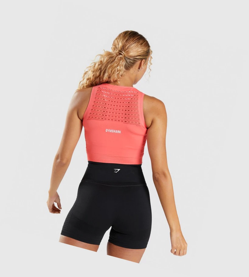 Gymshark Energy Seamless Crop Top Gensere Dame Rosa | AUMWIQ942