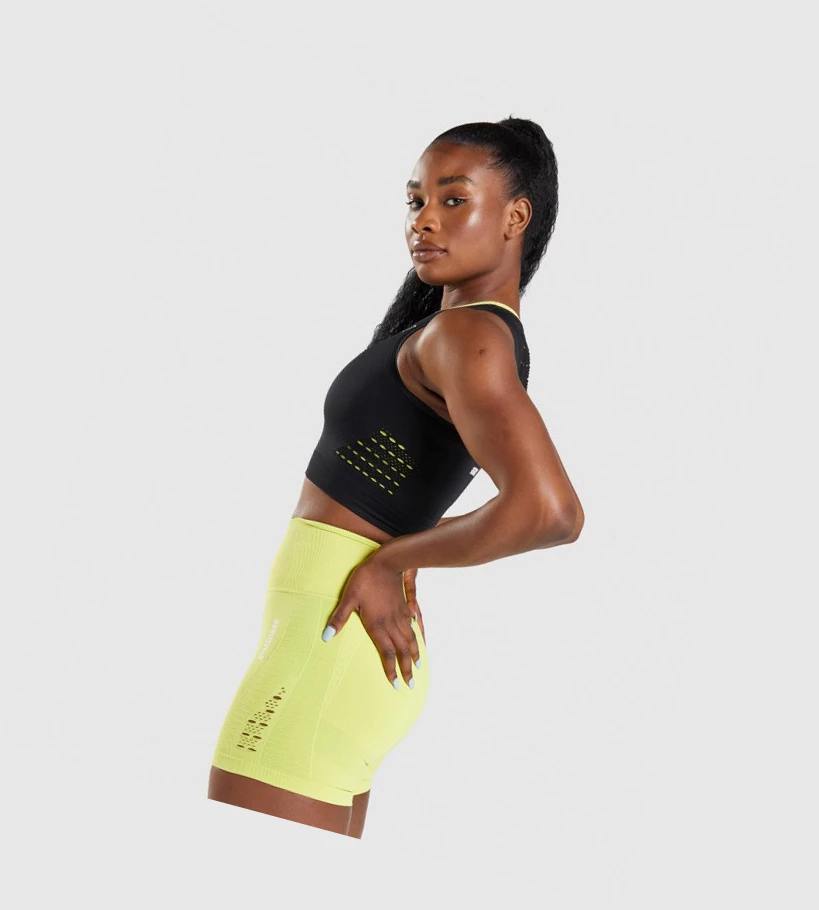 Gymshark Energy Seamless Crop Top Gensere Dame Svarte | IOMCSK429