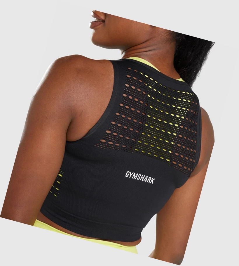 Gymshark Energy Seamless Crop Top Gensere Dame Svarte | IOMCSK429