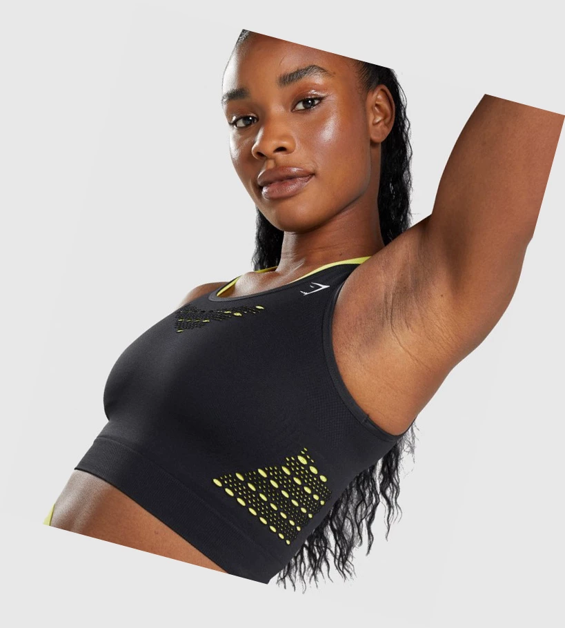 Gymshark Energy Seamless Crop Top Gensere Dame Svarte | IOMCSK429