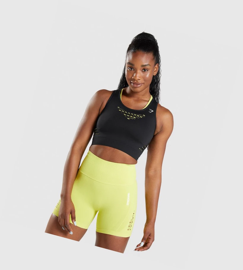 Gymshark Energy Seamless Crop Top Gensere Dame Svarte | IOMCSK429