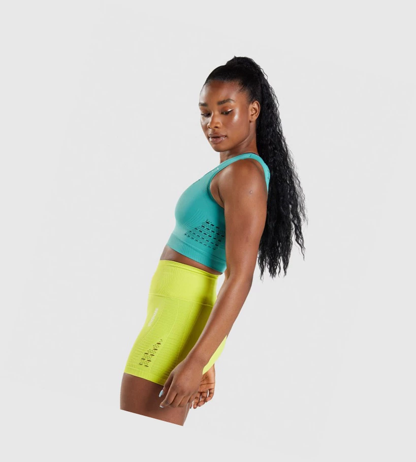 Gymshark Energy Seamless Crop Top Gensere Dame Turkis | VRFEMD510