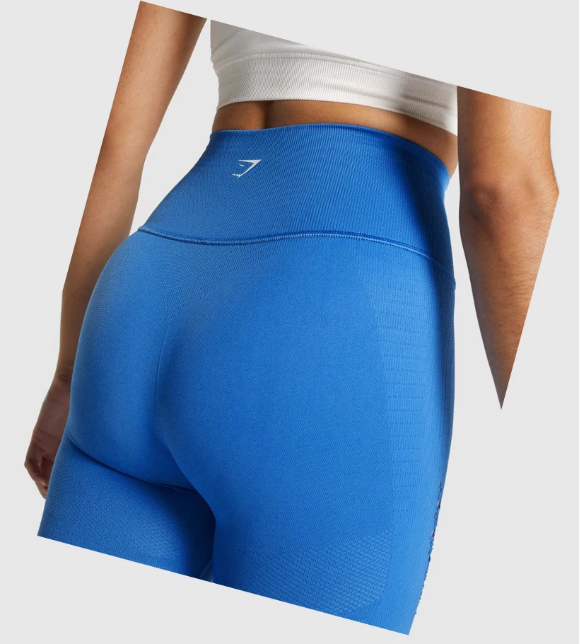 Gymshark Energy Seamless Cropped High Waisted Leggings Dame Blå | GNBYWM039