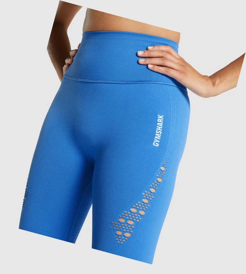 Gymshark Energy Seamless Cropped High Waisted Leggings Dame Blå | GNBYWM039