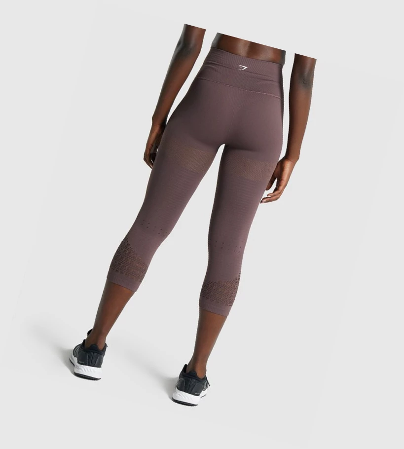 Gymshark Energy Seamless Cropped High Waisted Leggings Dame Brune | LDZQSV905